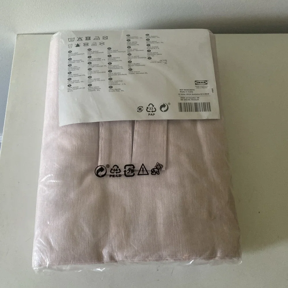 IKEA LENDA Curtains 2 Panels, 1 pair Light Pink 55x118 w Tie Backs  604.444.76